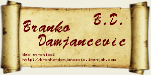 Branko Damjančević vizit kartica